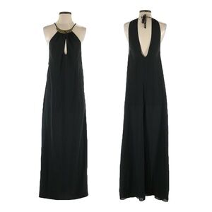 Victoria’s Secret Maxi Slip Dress S NWT Black & Gold Sleeveless Halter Open Back